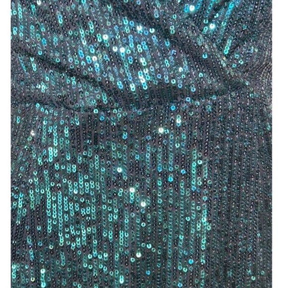 Anthropologie Greylin Surplice Emerald Sequin Dress - Picture 7 of 7